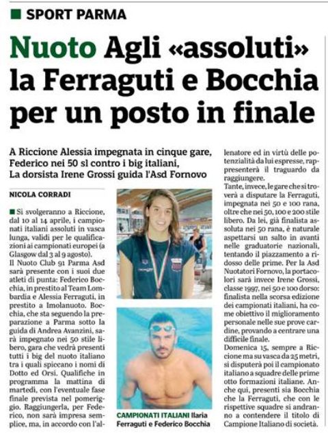 Bocchia e Ferraguti al via i campionati Italiani assoluti